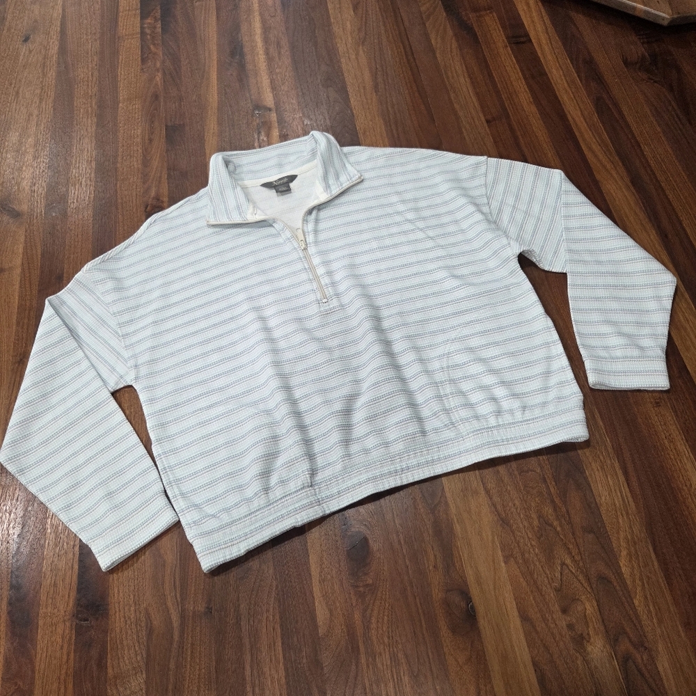 Natural Reflections Space Dye Waffle Knit Half Zip Pullover Pockets Size  Large